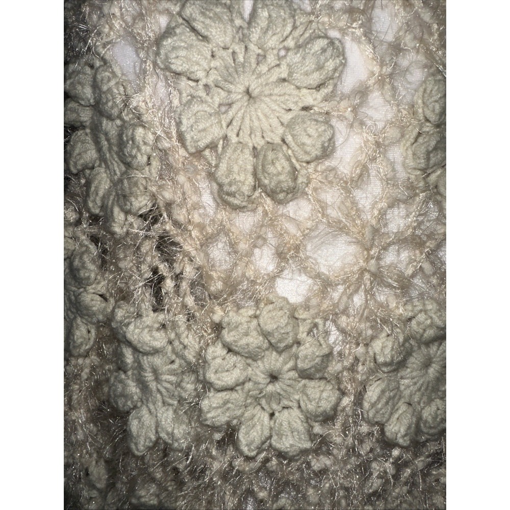 Rebecca Elliot Knitted Cardigan Crochet Flowers Cream Color Sweater - Picture 5 of 10